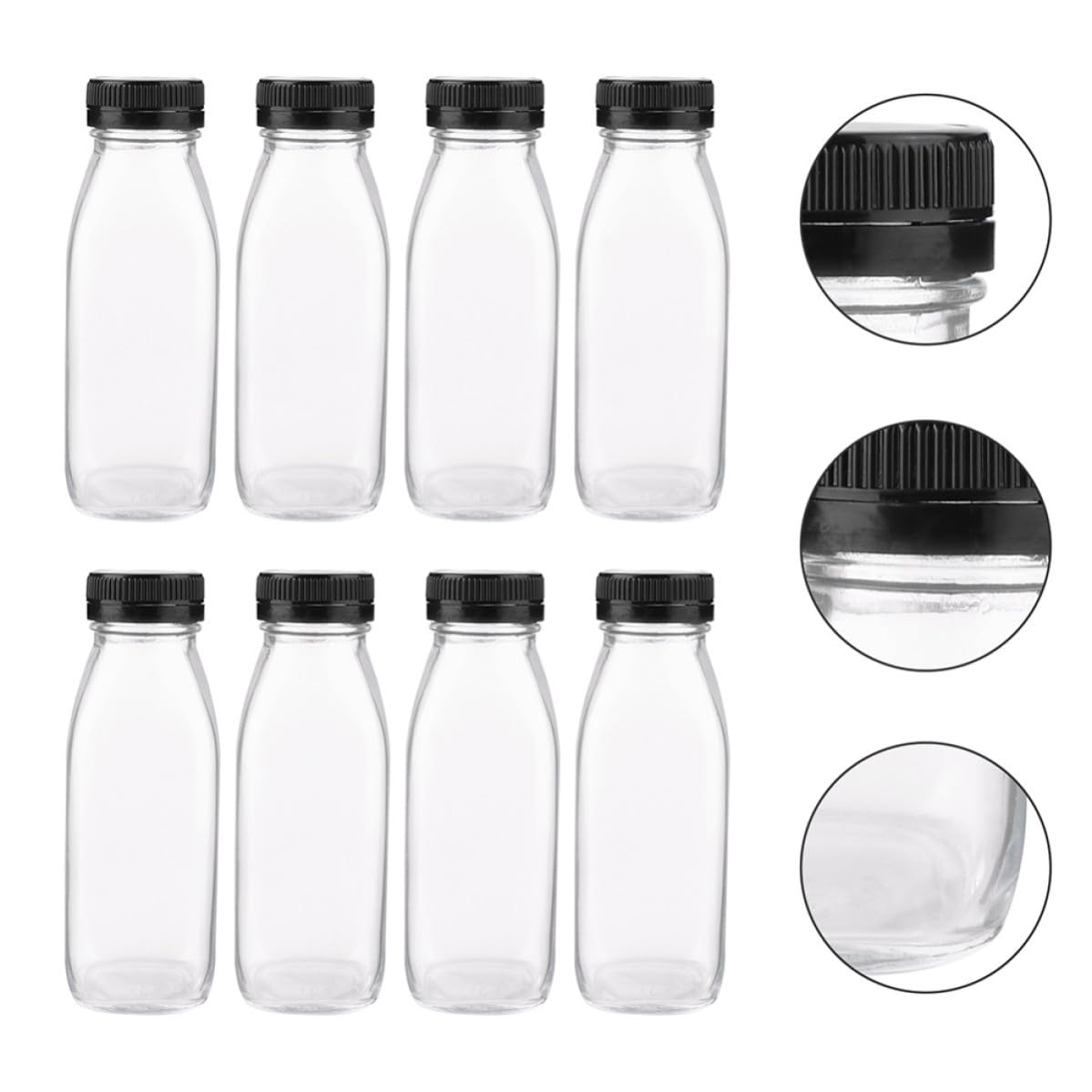 Alasum 6 Piezas Botella de Vidrio 300ml Reutilizable para Yogur y Bebidas,