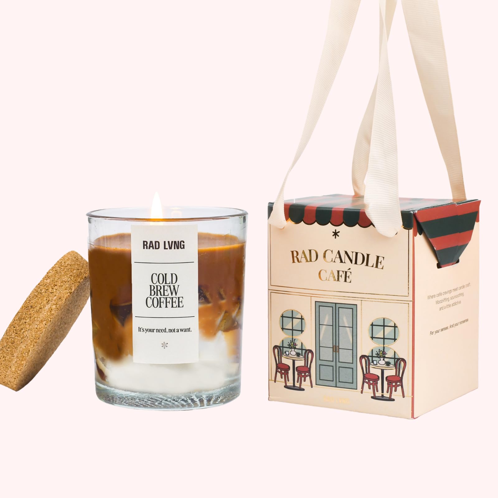 RAD LVNG Cold Brew Coffee OG | 220g Soy Wax Scented Candle | 35hr+ Burn | Gel Wax Cubes | Cork Lid | Hand-Poured | Coffee, Cocoa, Vanilla | Gifting & Home Decor