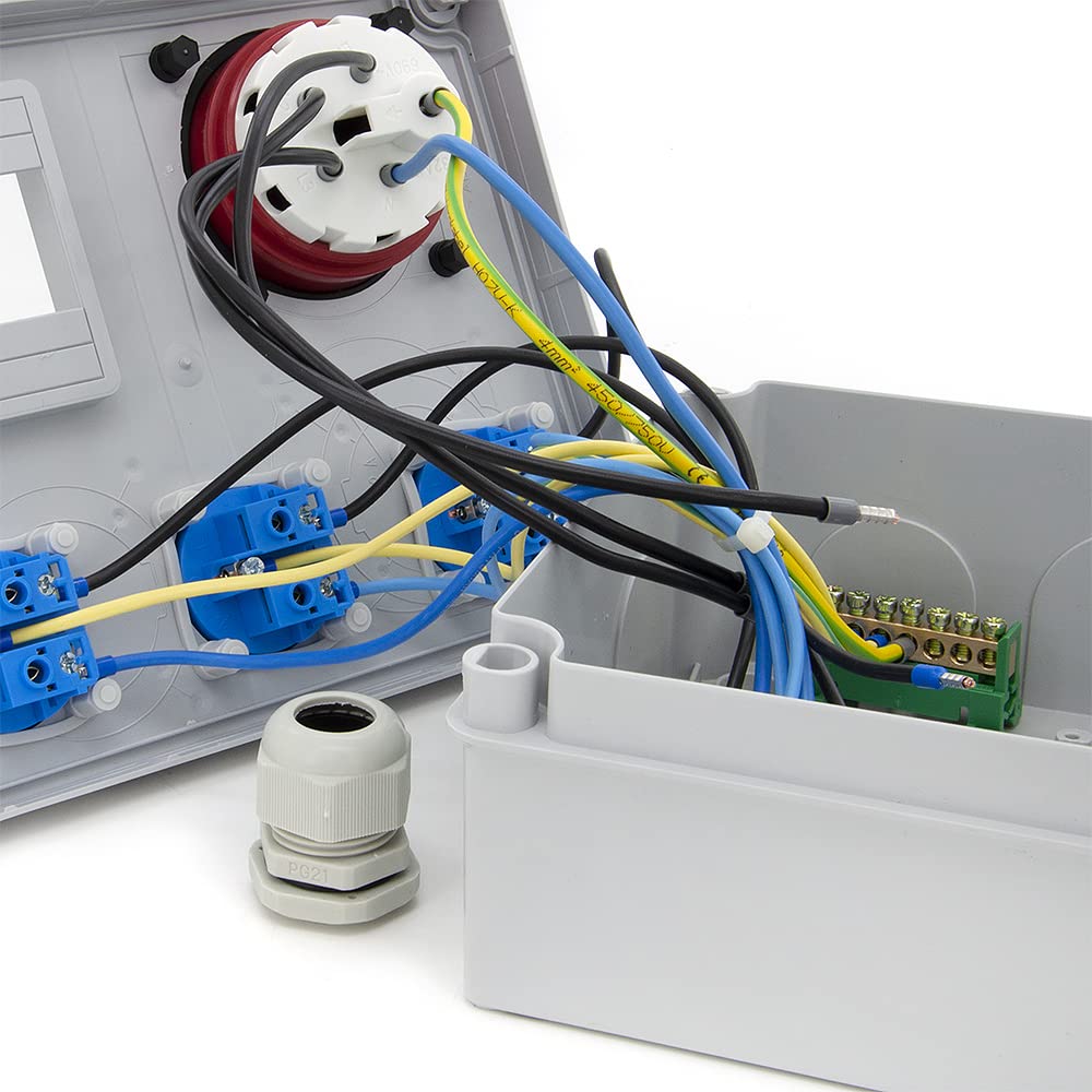 ELS Elektrotechnika Distributore di corrente da parete, vuoto, 3 x 230 V e 1 x CEE 32 A per retrofit con dispositivi modulari, cablaggio, per interni ed esterni