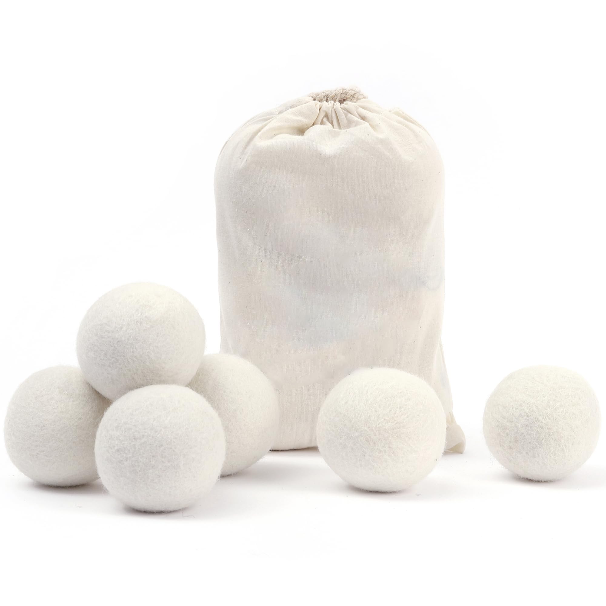 Wool Dryer Balls 6 Pack, Laundry Reusable Reduce Clothing Wrinkles, Wool Balls for Dryer, Natural Fabric Softener, New Zealand Wool, Saving Drying Time, Lint Free, Anti Static, Dryer Balls for Dryers