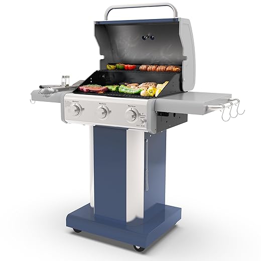 Kenmore PG-A4030400LD-MO 3 Burner Outdoor Patio Gas BBQ Propane Grill, Mocha