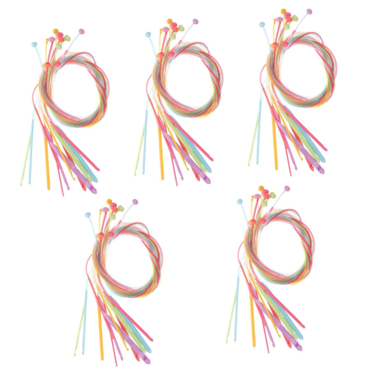 SHINEOFI 5 Juegos Ganchillo De Bucle Cross Stitch Agujas Circulares Kit Para Tejer Ganchillos Crochet Agujas Tejer Aguja De Ganchillo Herramienta Para Tejer Hilo El Plastico 12 Uds * 5