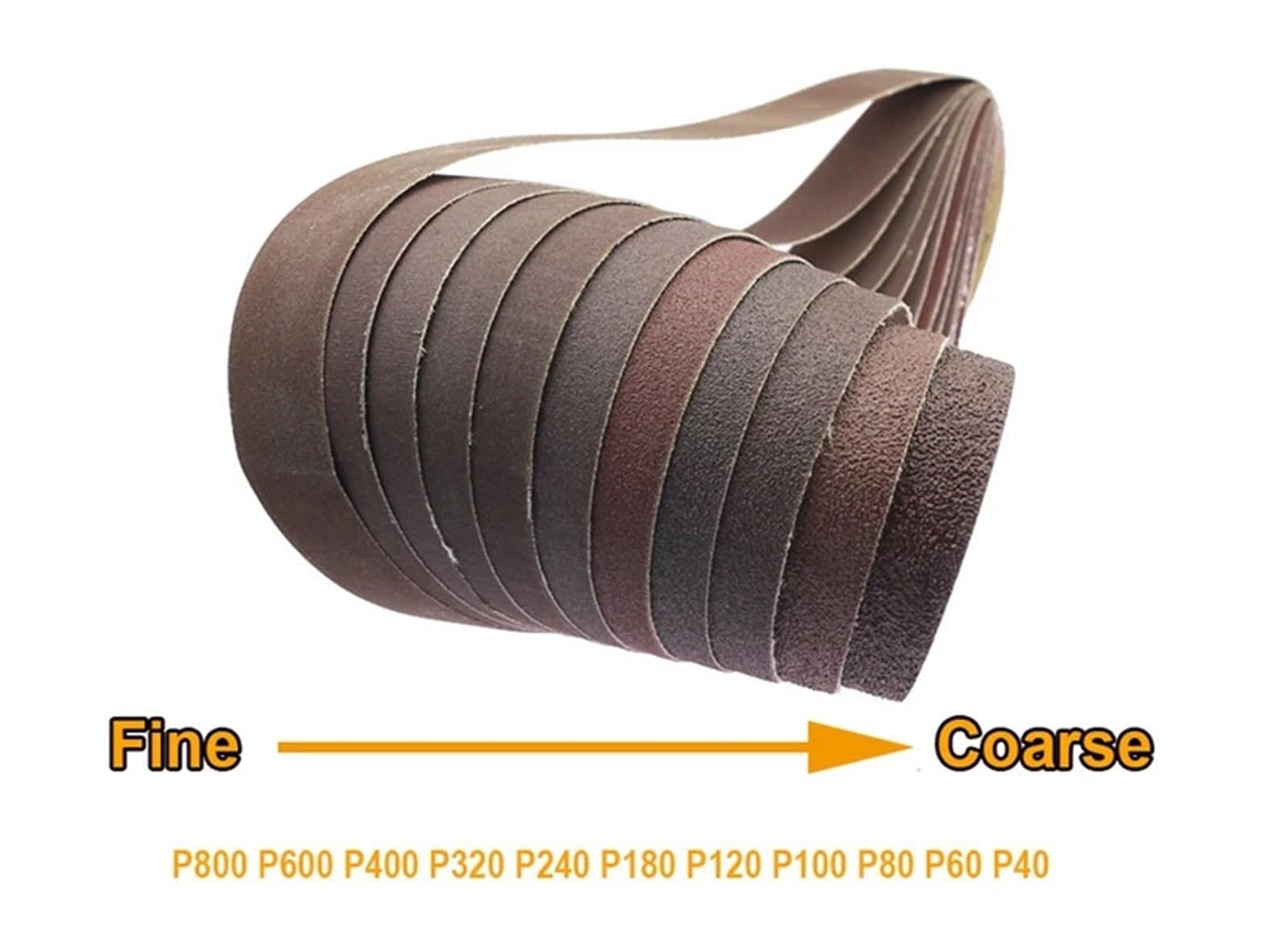 Banda De Lija Banda Lija Abrasiva 762x25mm 10 Piezas | 30x1 En Óxido De Aluminio P40-P800 for Metal Madera Plástico(P40 x 10 pcs)