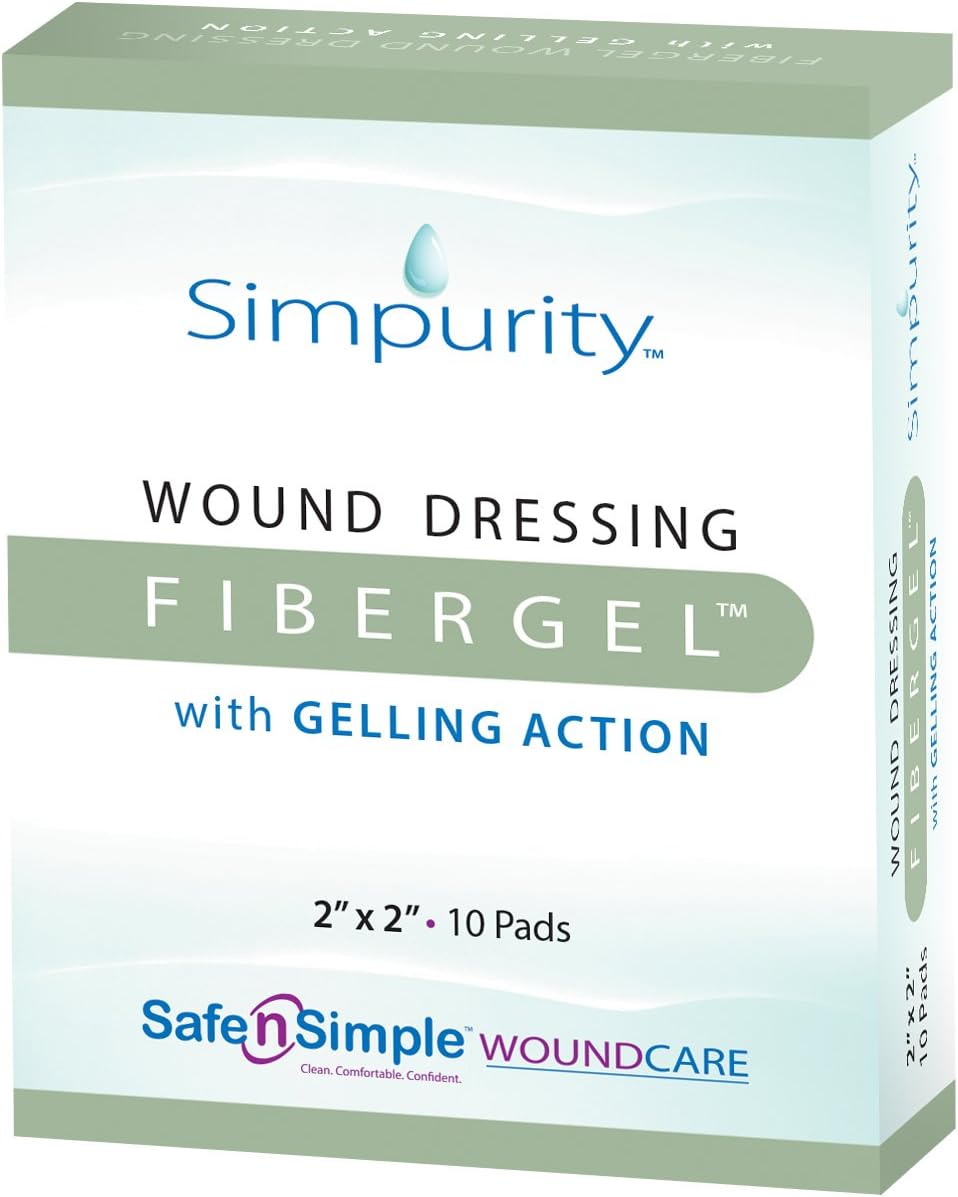 Simpurity Fibergel Wound Dressing with Gelling Action, 4" X 5", Box of 10 : Everything Else