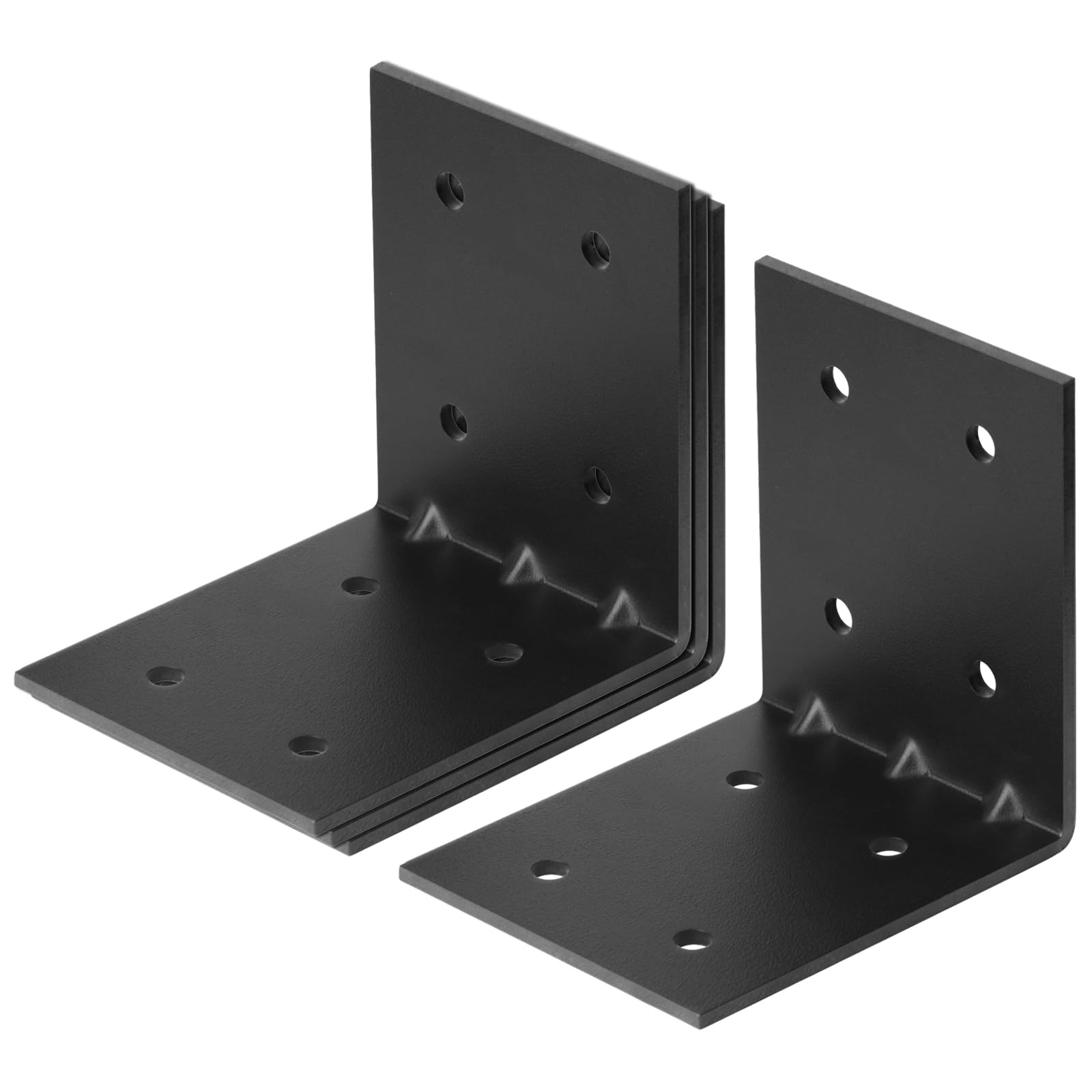 4 staffe ad angolo retto a L in acciaio nero, 15,2 x 15,2 x 12,7 cm, resistente spessore 1/8", acciaio calibro 11, carico massimo 81,6 kg, supporto per giunti in metallo rinforzato