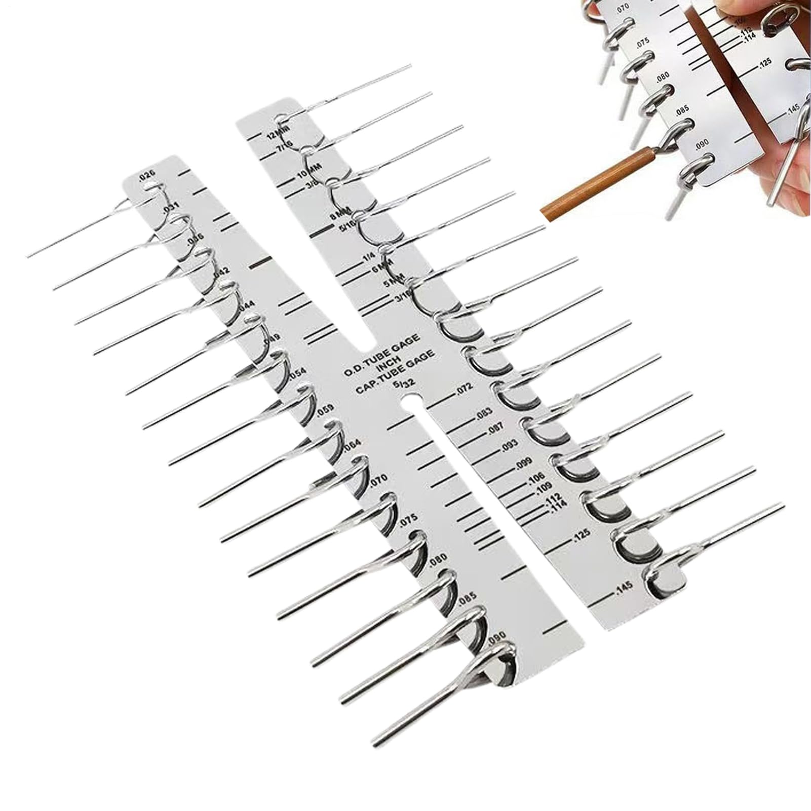 Jauge De Tube Capillaire,Appareil De Mesure En Acier Inoxydable - Règle Diamètres Int Ext Tuyaux | Pour HVAC Réfrigération Machines Industrielles Technicien Ingénieur