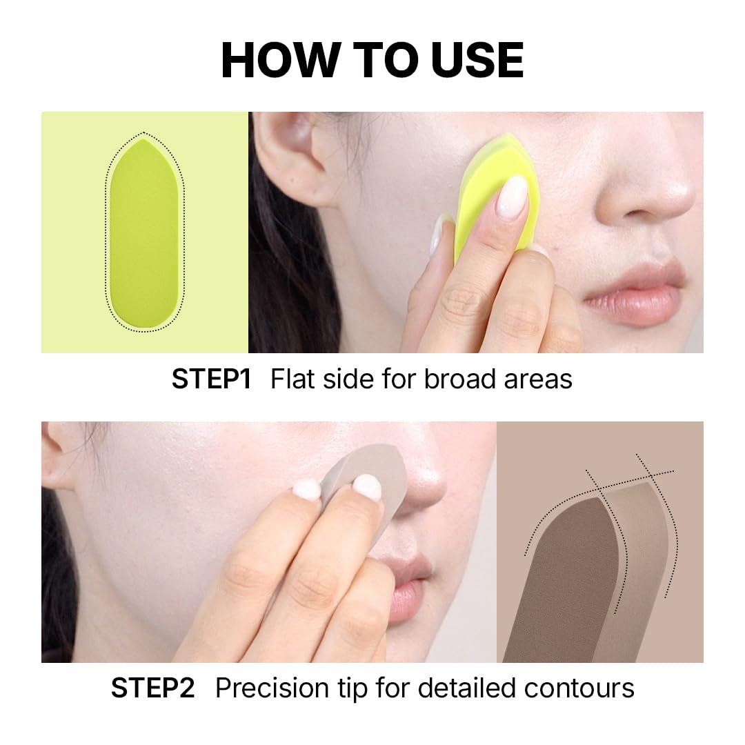 THE TOOL LAB Glow Fit Sponge Glow & Aqua - Juego de 4 piezas (2 de cada uno), esponja de maquillaje Rubycell para hidratación y cobertura suave con rocío, base de maquillaje líquida, maquillaje