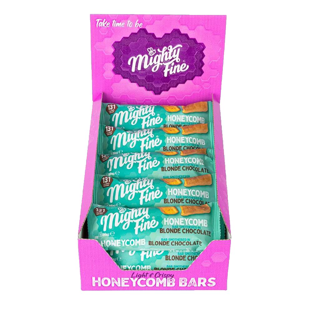 Mighty Fine - Blonde Chocolate Honeycomb Bars, 15 x 30 g, Light & Crisp Honeycomb Covered in Blonde Belgian Chocolate