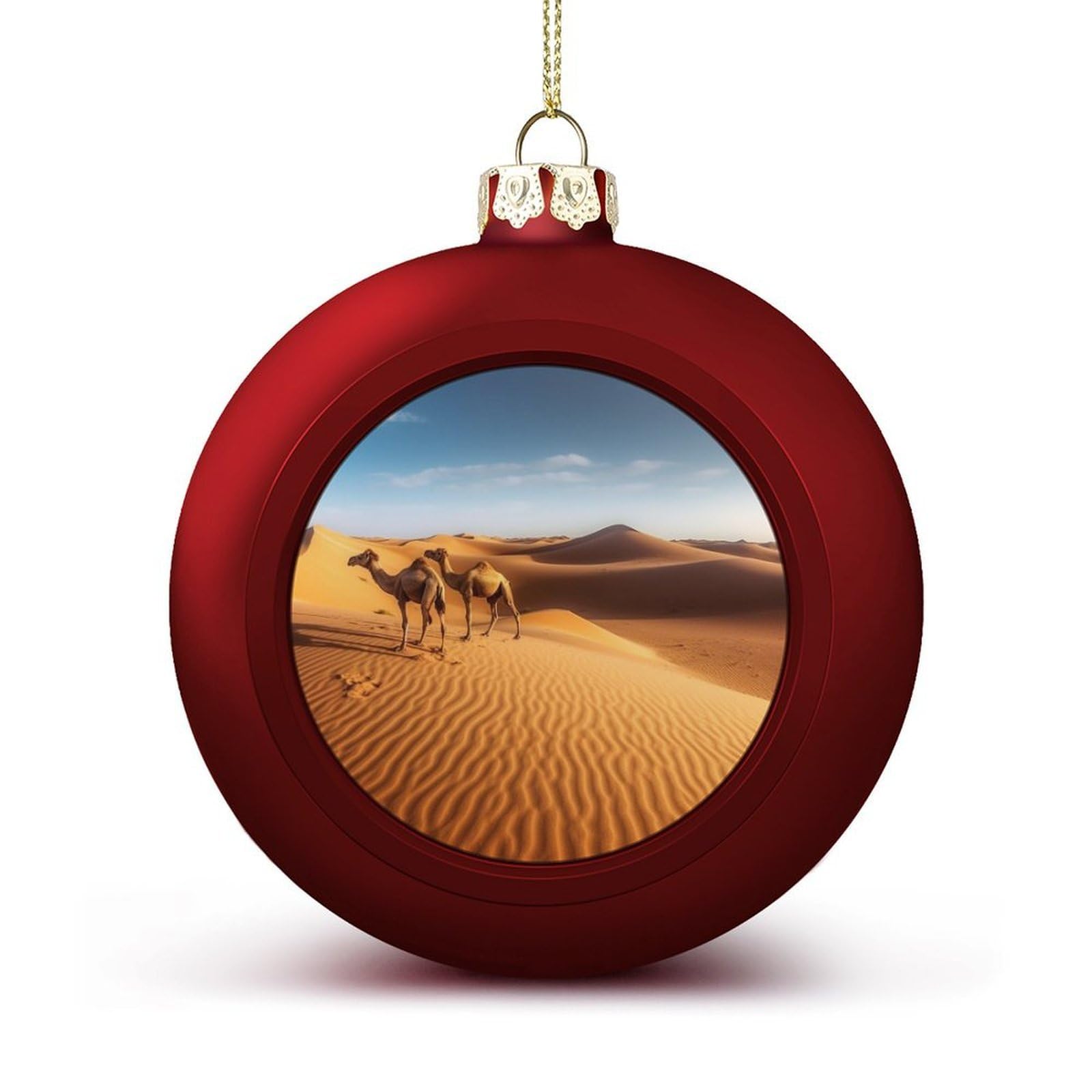 Sand Dunes In The Sahara Desert Christmas Tree Ornaments 4CM Shatterproof Pc Plastic Balls with Lanyard Baubles Hanging Christmas Ball Ornaments for Xmas Tree Holiday Party Wedding Home Decorations