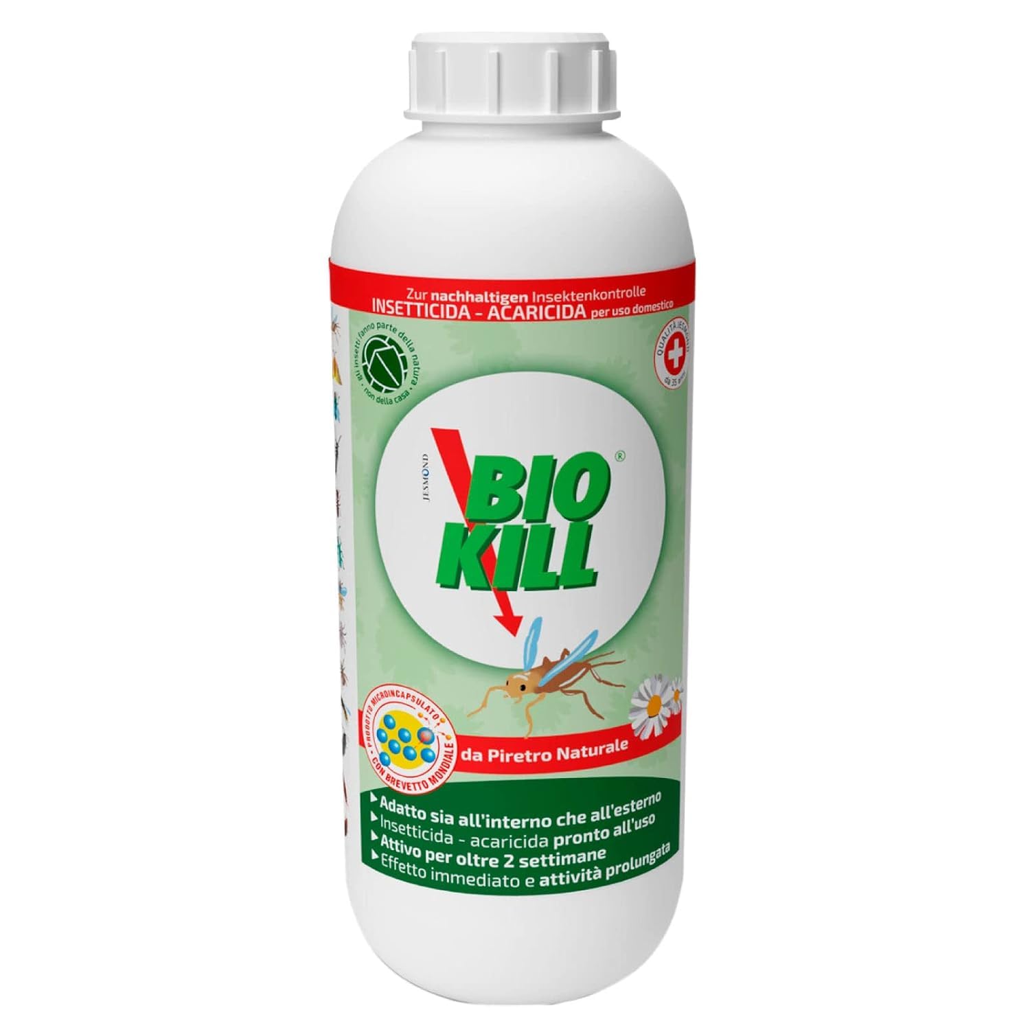 Biokill Insetticida Biologico di Piretro Naturale a Base Acquosa - Flacone Ricarica da 1 litro Bio Kill