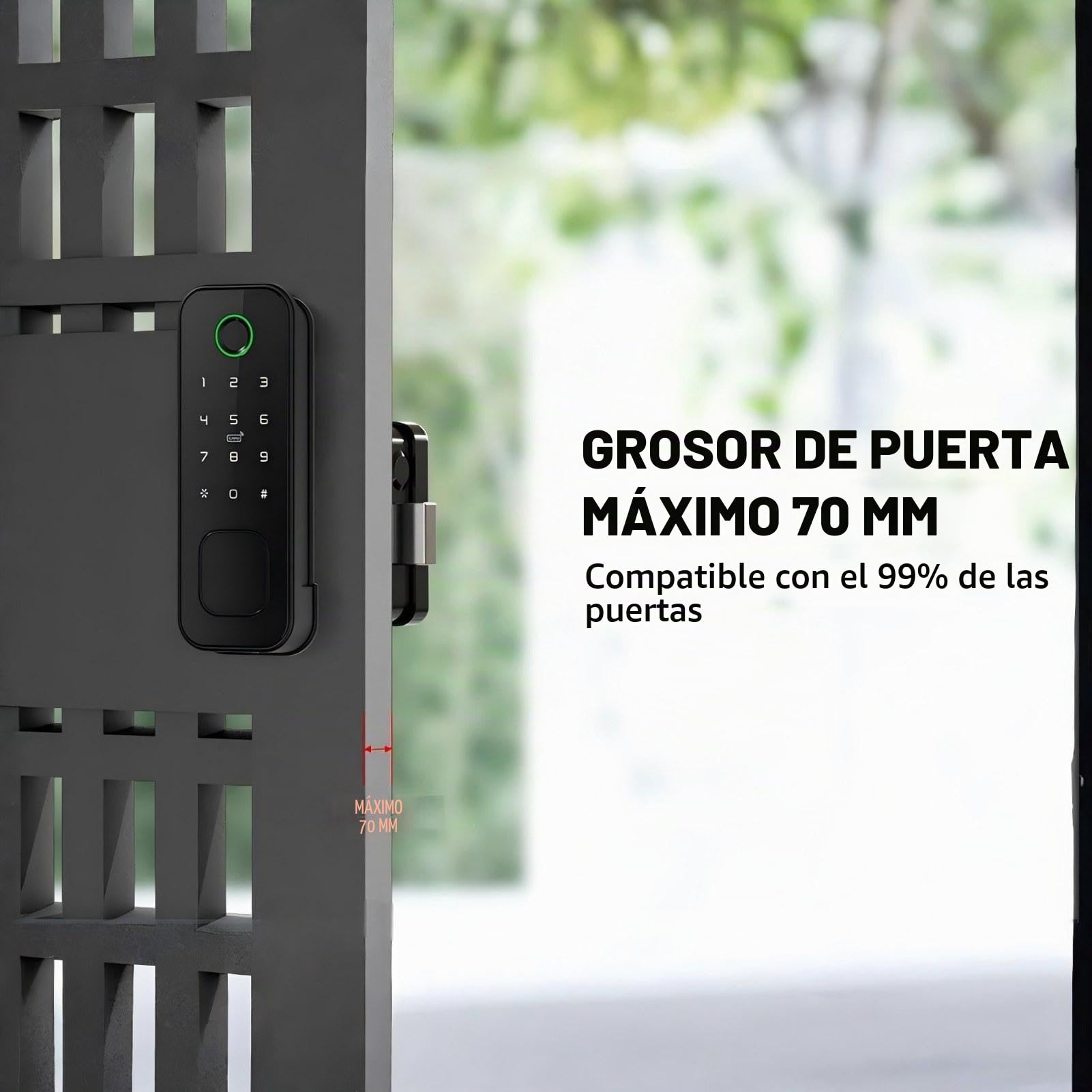 Cerradura Exterior IP66, Huella Doble y Tarjeta, Impermeable,Negro | Huella Digital de Doble Cara y Entrada de Tarjeta - Cerradura 5 en 1 para Portón/Verja de Jardín/Patio con WiFi