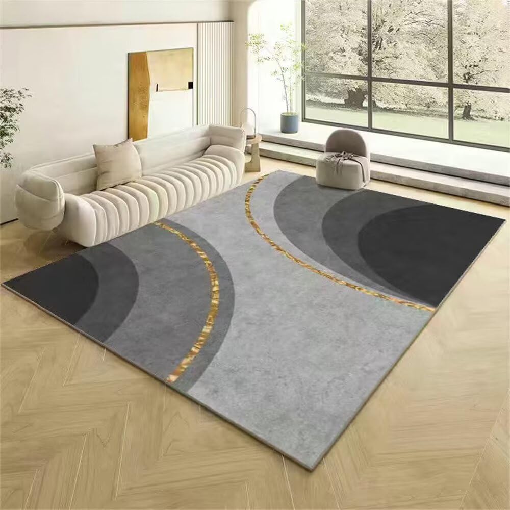 Moqueta resistente a las manchas con diseño geométrico moderno gris y amarillo