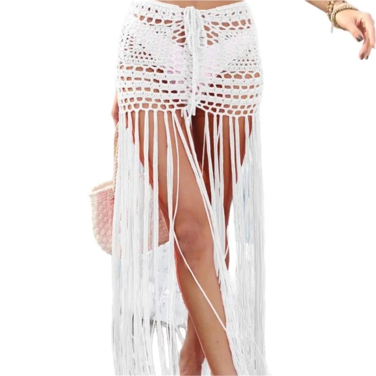 vestidos playa Vestido playero de poliéster liso con flecos y tirantes falda cordón for mujer