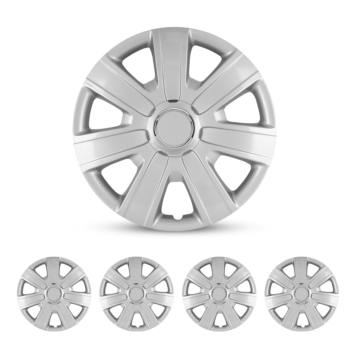 CAROXX 15'' Hubcaps, Wheel Rim Cover, Universal Hub Caps Replacement, PP Material, Exterior Accessories for Car Pickup Truck SUV, Set of 4, Lacquer