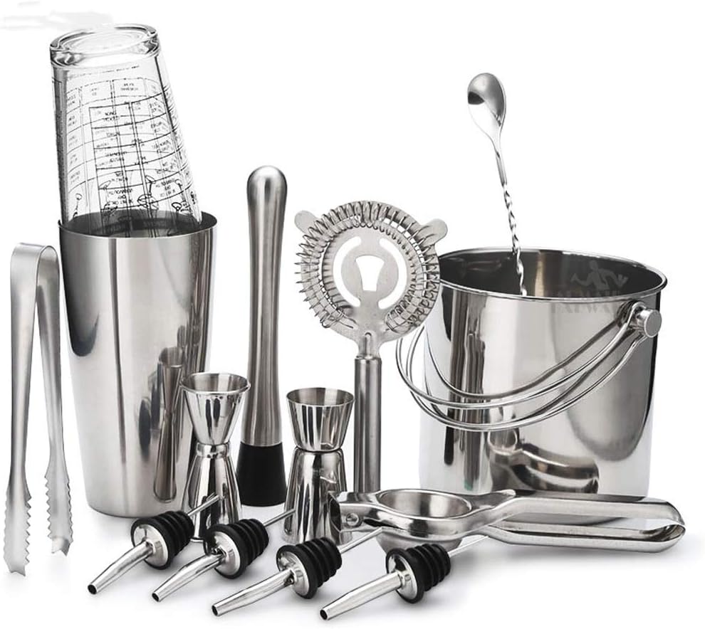 Cocktail Shaker Bar Set Stainless Steel Lounge Cup Shaker Cocktail Shaker Same Tools The BAR PROS USE(Style 4)