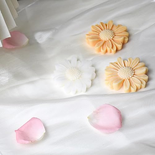 Miniatura 5 de Paquete de 2 moldes de silicona de flores de margarita, molde de crisantemo, molde de vela de flores 3D para decoración de pasteles, decoración de