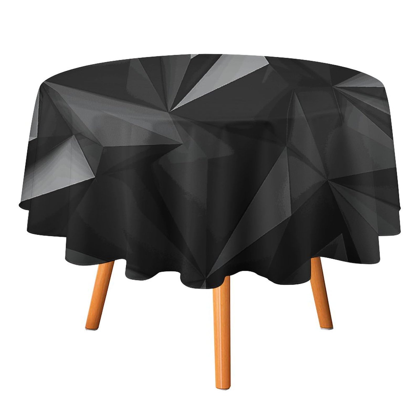 Nappe ronde noire géométrique pour vos dîners de vacances et repas de ferme