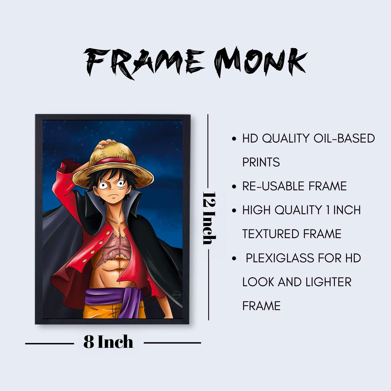 FrameMonk Monkey D. Luffy One Piece Anime Wall Frame (8x12 Inch