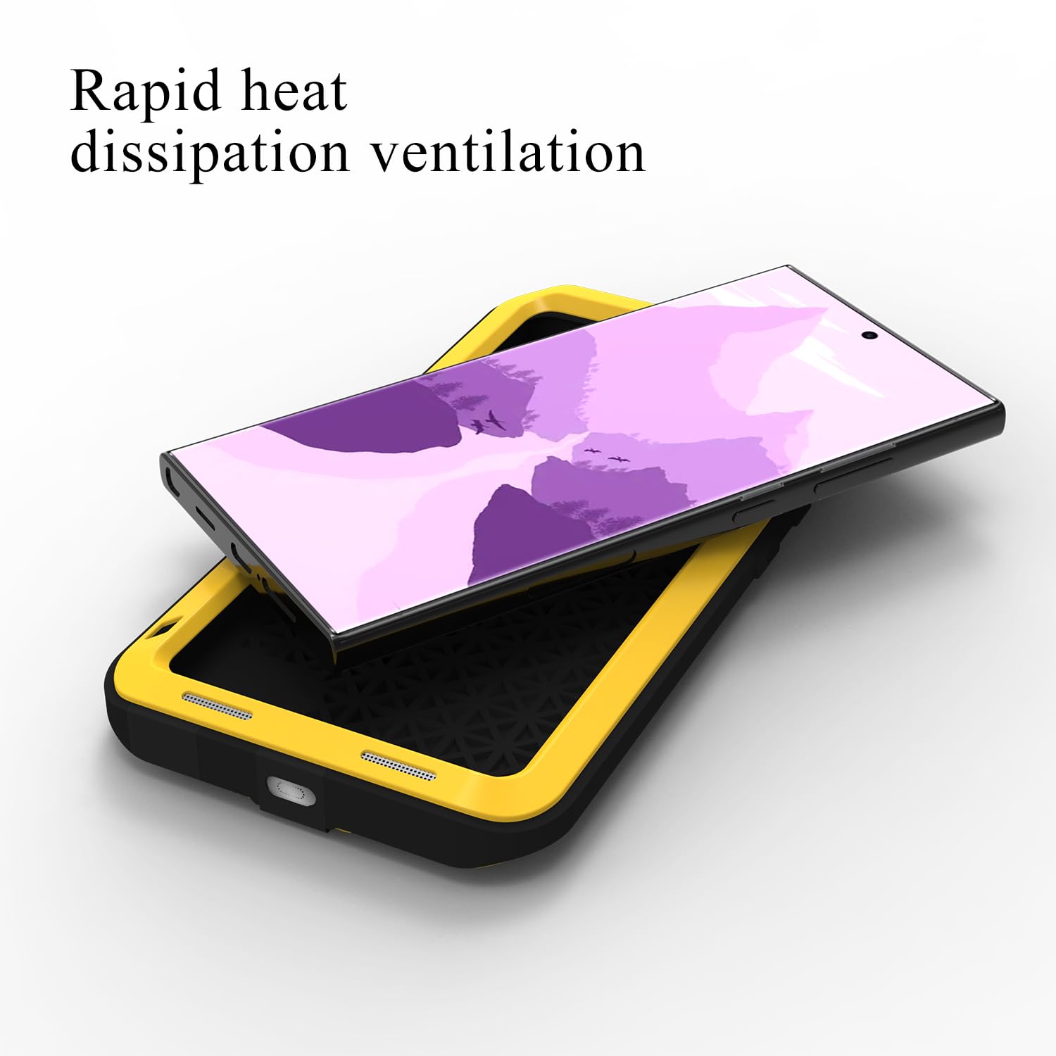 LOVE MEI Custodia per Galaxy S24 Ultra 5g, [senza pellicola protettiva in vetro] robusta cover rigida resistente, antiurto, antipolvere, custodia in silicone metallico per Samsung S24 Ultra giallo