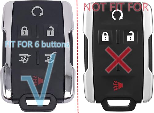 Miniatura 2 de UOKEY Funda de repuesto para llavero remoto para GMC Yukon Chevrolet Tahoe Suburban 2017 2016 2015 2014. Número de pieza M3N-32337100 (6 botones)