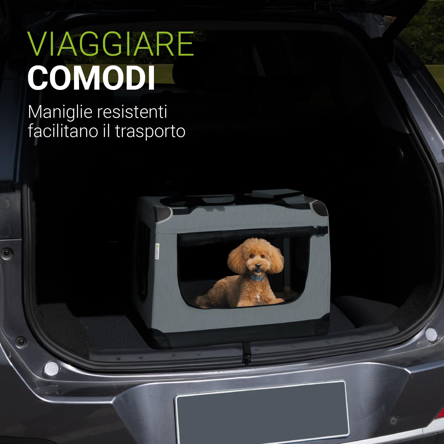 Trasportino Per Cani Pieghevole Lassie M 42x60x44 Cm - Con Coperta, Borsa E Maniglie, Per Viaggi E Casa, Grigio
