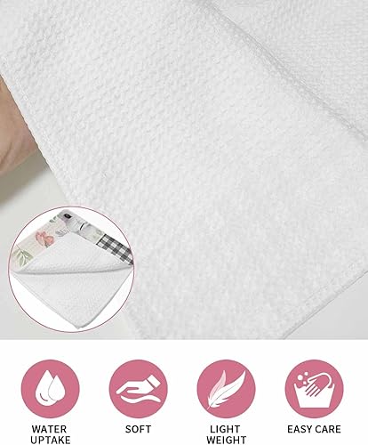 Miniatura 5 de Kitchen Towel 2 Packs Cotton Waffle Weave, Buffalo Check Easter Bunny Leaves 16 x 24 Inch Absorbent Quick Drying Dish Towels Clothes for Kitchen