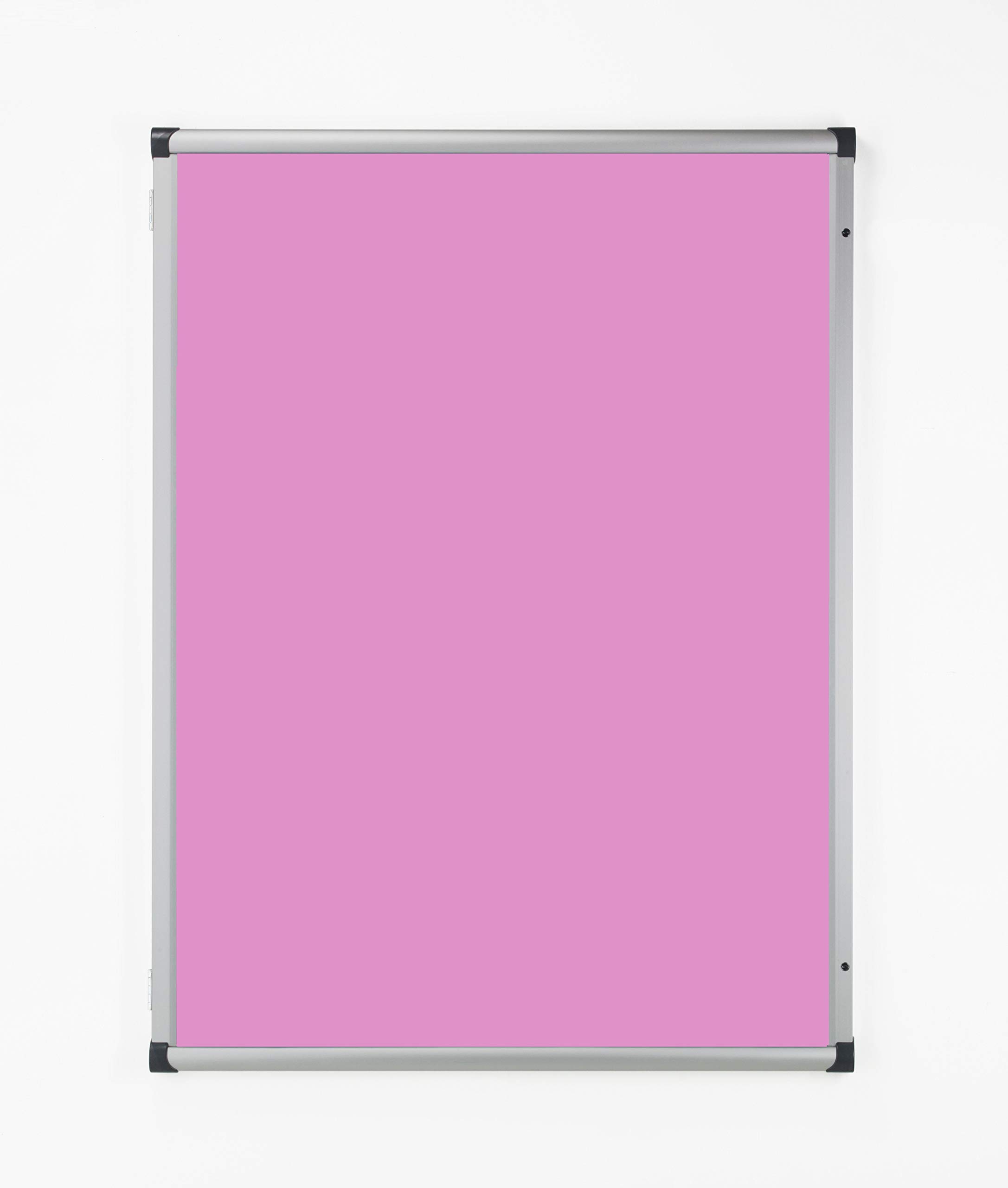 Fire Retardant Lockable Noticeboard Lilac Felt 600 x 900mm Aluminium Frame