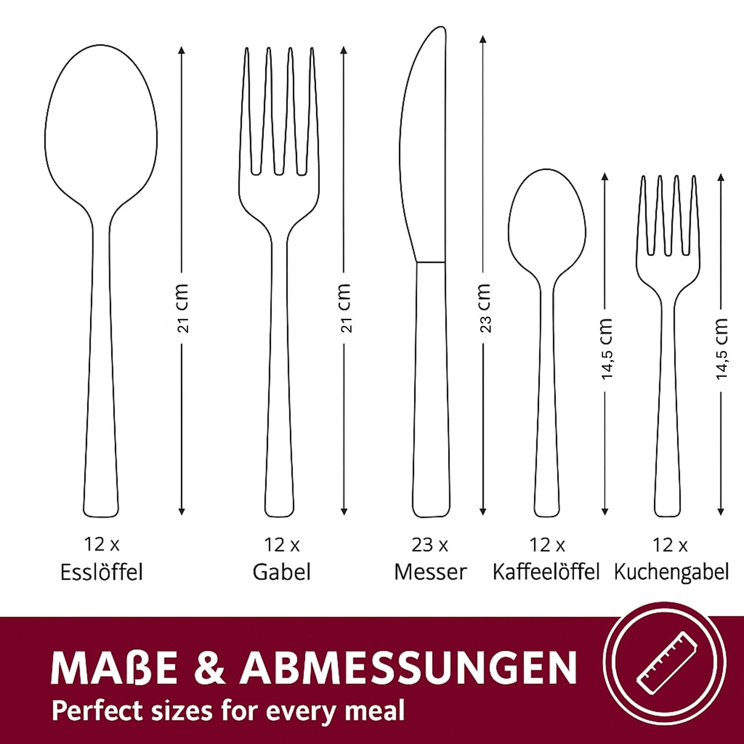Besteck Set 60-teilig für 12 Personen Edelstahl – elegantes Tafelbesteck Set hochglanzpoliert, spülmaschinenfest und rostfrei; für stilvolle Tischkultur im Alltag und zu Feiern (Model 3)