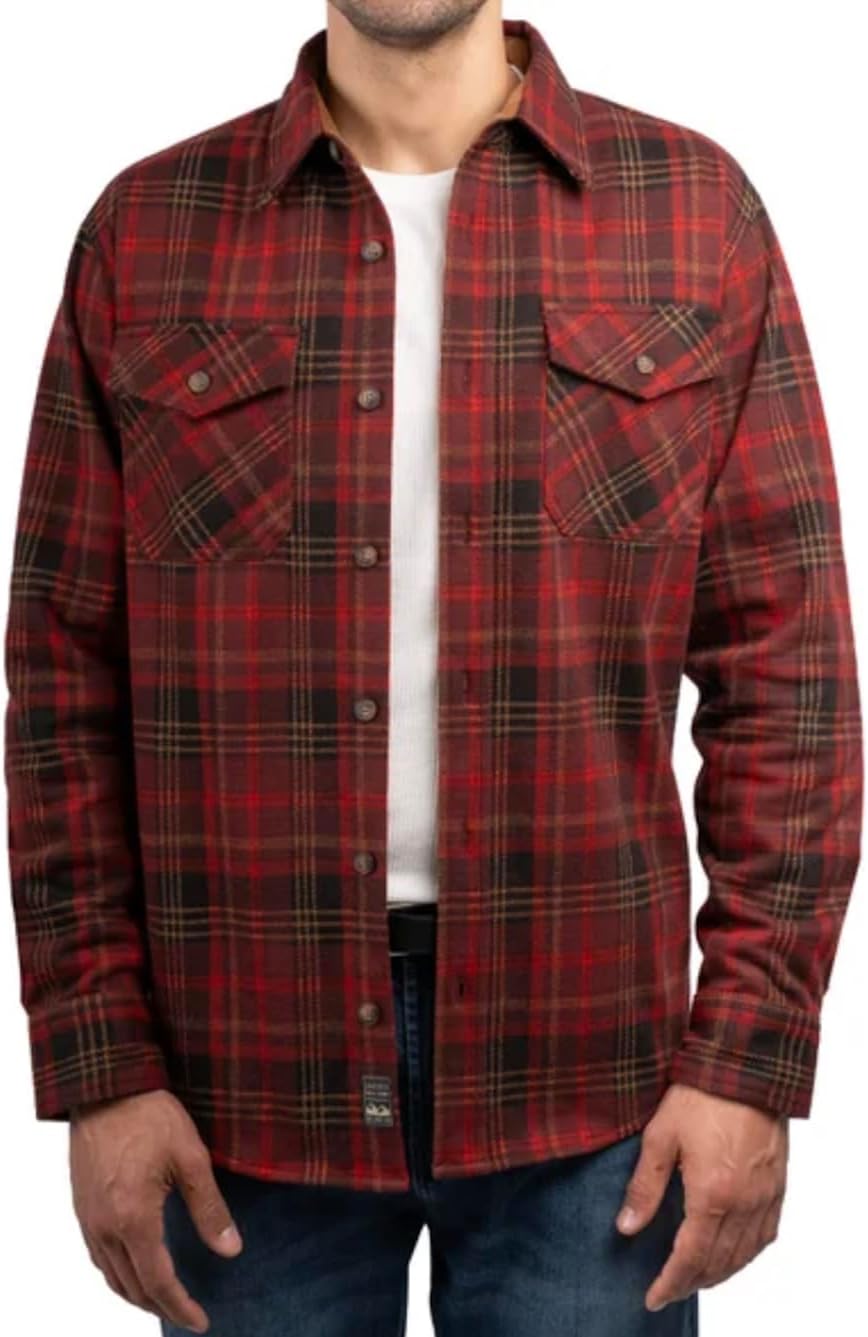 Jachs New York Men's Long Sleeve Button Up Brushed Flannel Shirt (US, Alpha, Small, Red) - Image 3