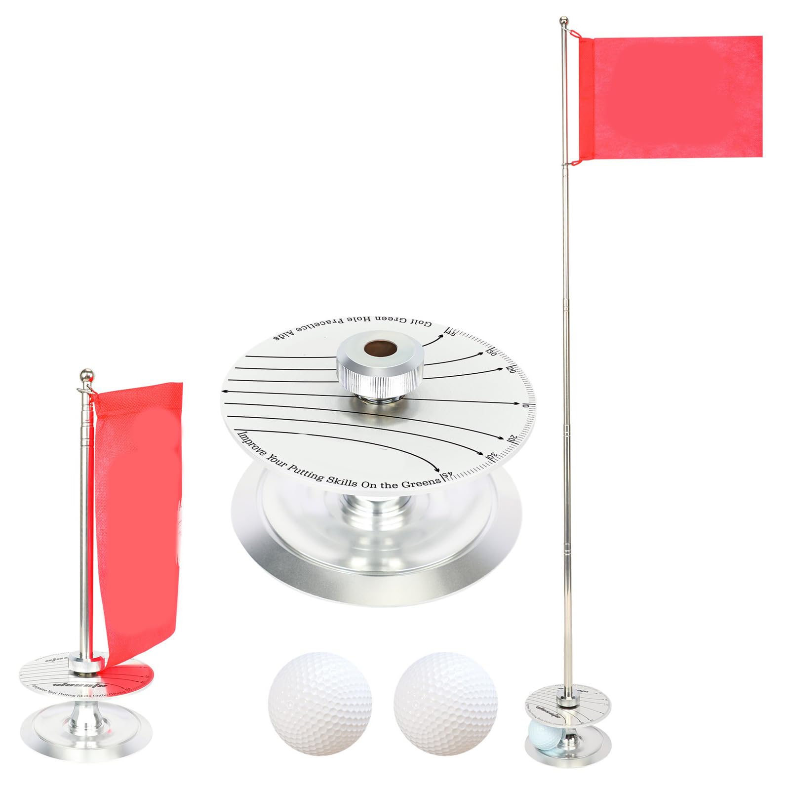 Xjdzineq Golfs Putter Trainer Vertical Flag Holder Green Hole Trainer Flagstick Hole Cup for Putting Green Mat Enduring Retractable Flag and Cup