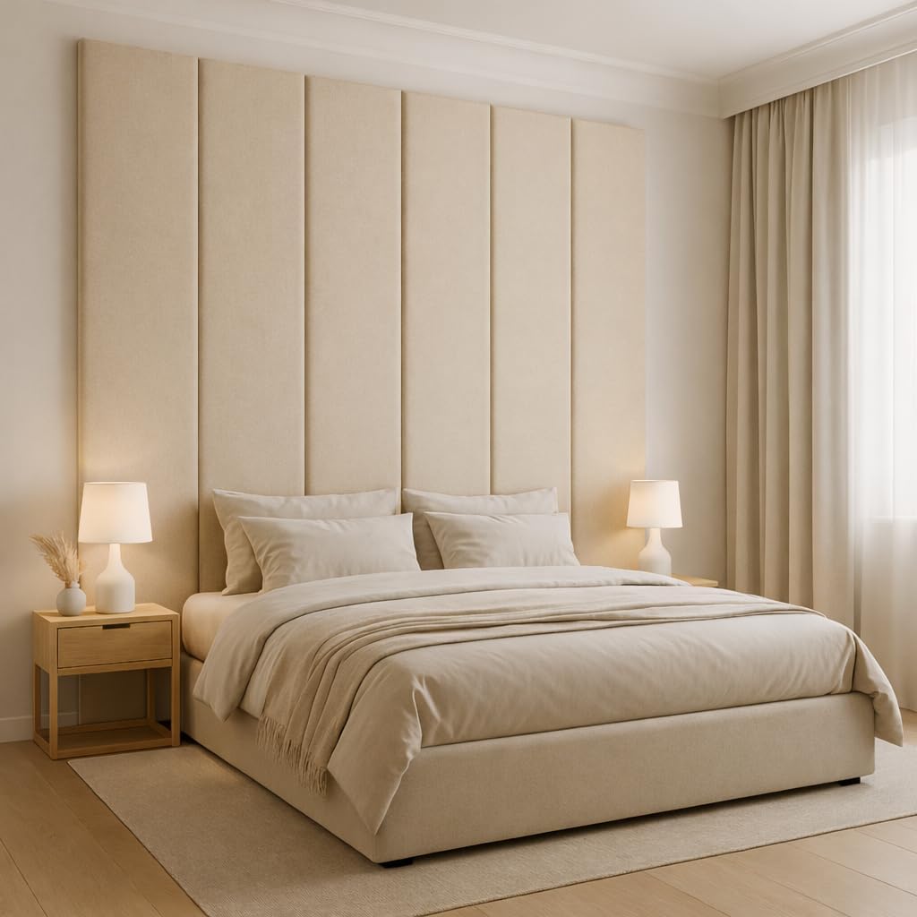 Wall Mounted Upholstered Headboard Vertical Panels, Made to Order (Queen (U.S. Standard))