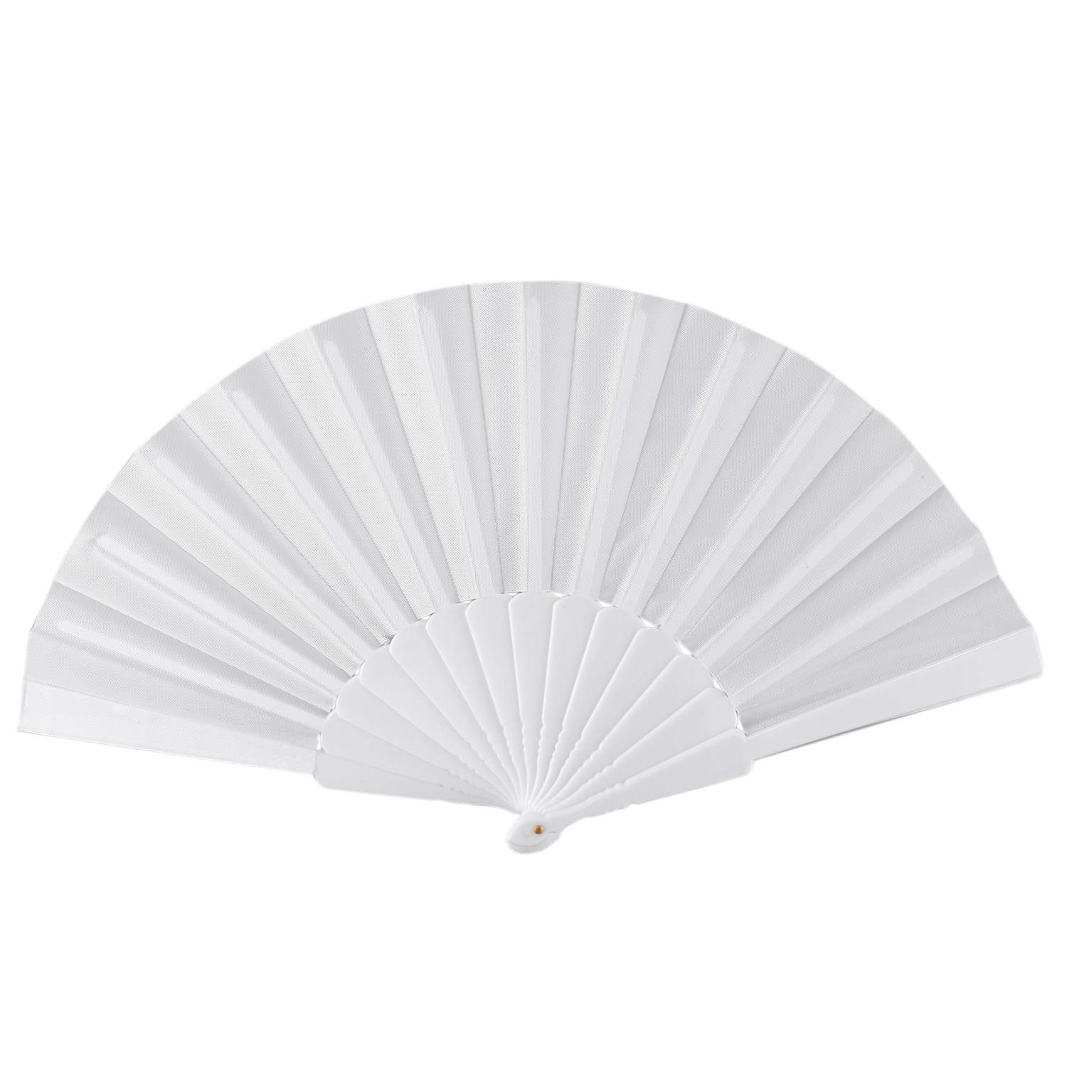 CTRLZS Plastic Fabric Hand Foldable Fan for Ladies Men White