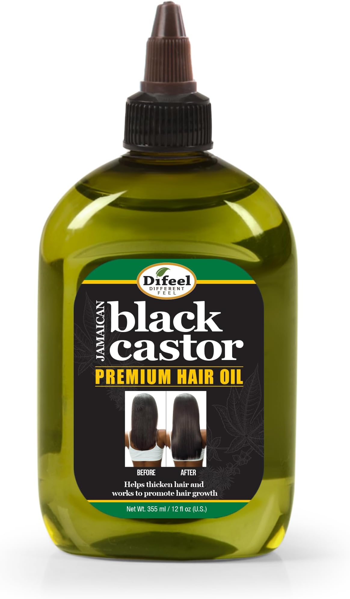 Difeel Premium Jamaican Black Castor Oil For Hair - Large 12 Oz. - Jamaican Black Castor Oil For Hair Growth