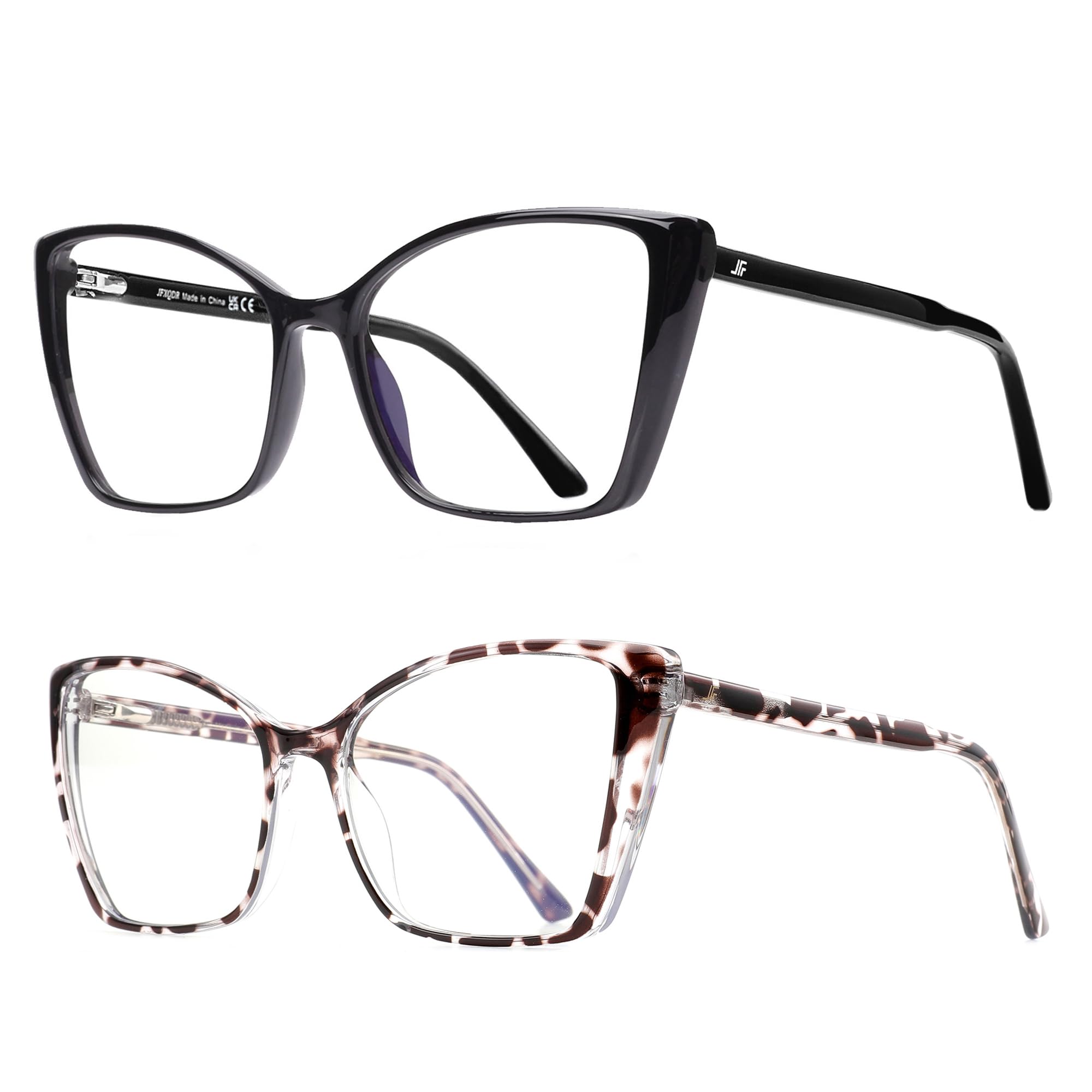 Occhiali di blocco della luce blu oversize da donna, occhiali alla moda occhio di gatto per gioco al computer, antiriflesso e UV RF6204