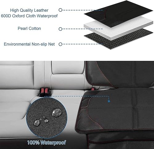 Miniatura 4 de Protector de asiento de automóvil, 1 funda protectora de cuero plegable impermeable para mascotas, con acolchado más grueso y respaldo