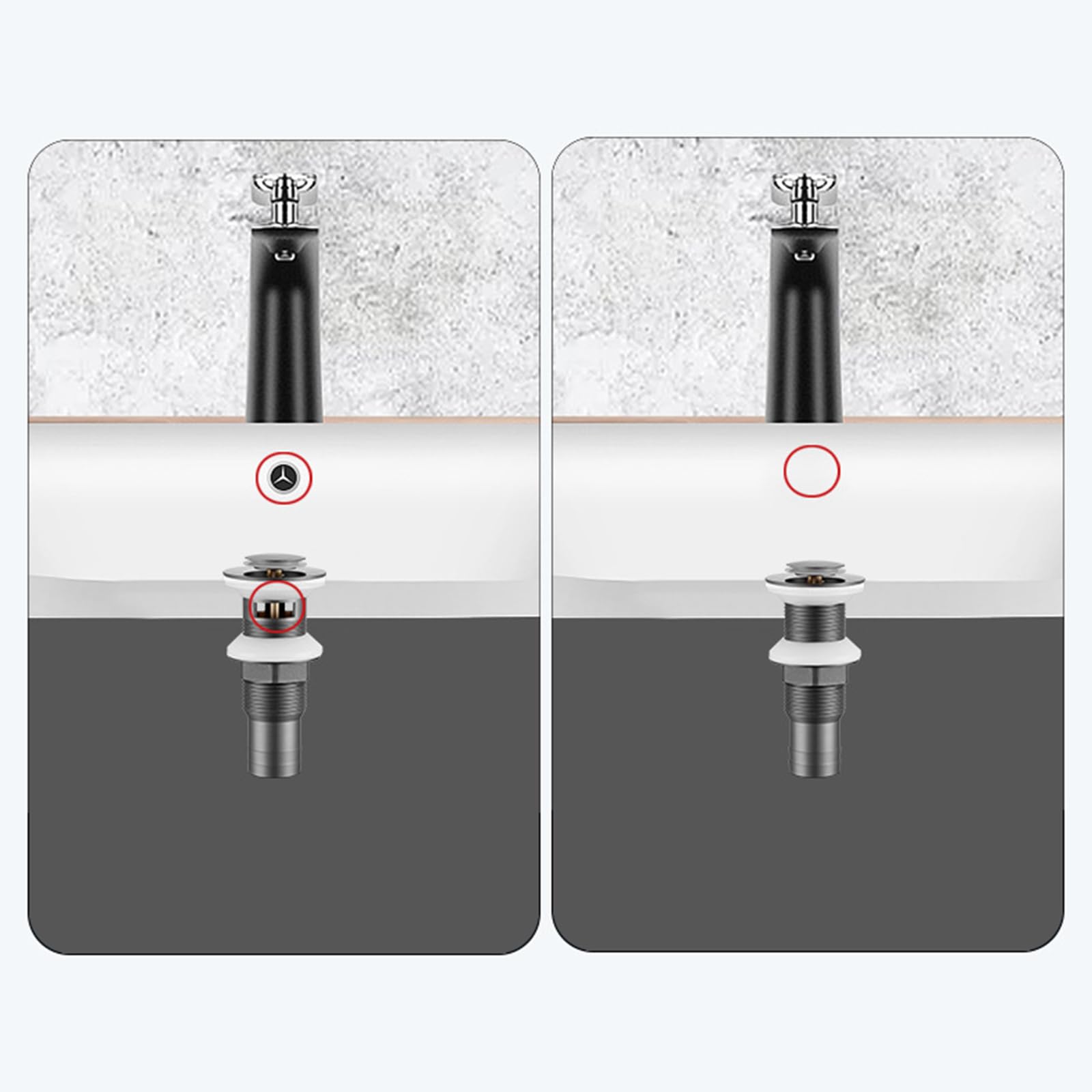 Piletta Lavabo Bagno Click Clack,Piletta Lavandino,Piletta Lavabo Bagno Pop Up,Scarico A Rimbalzo,Anticorrosione In Rame Pieno,Cromo D