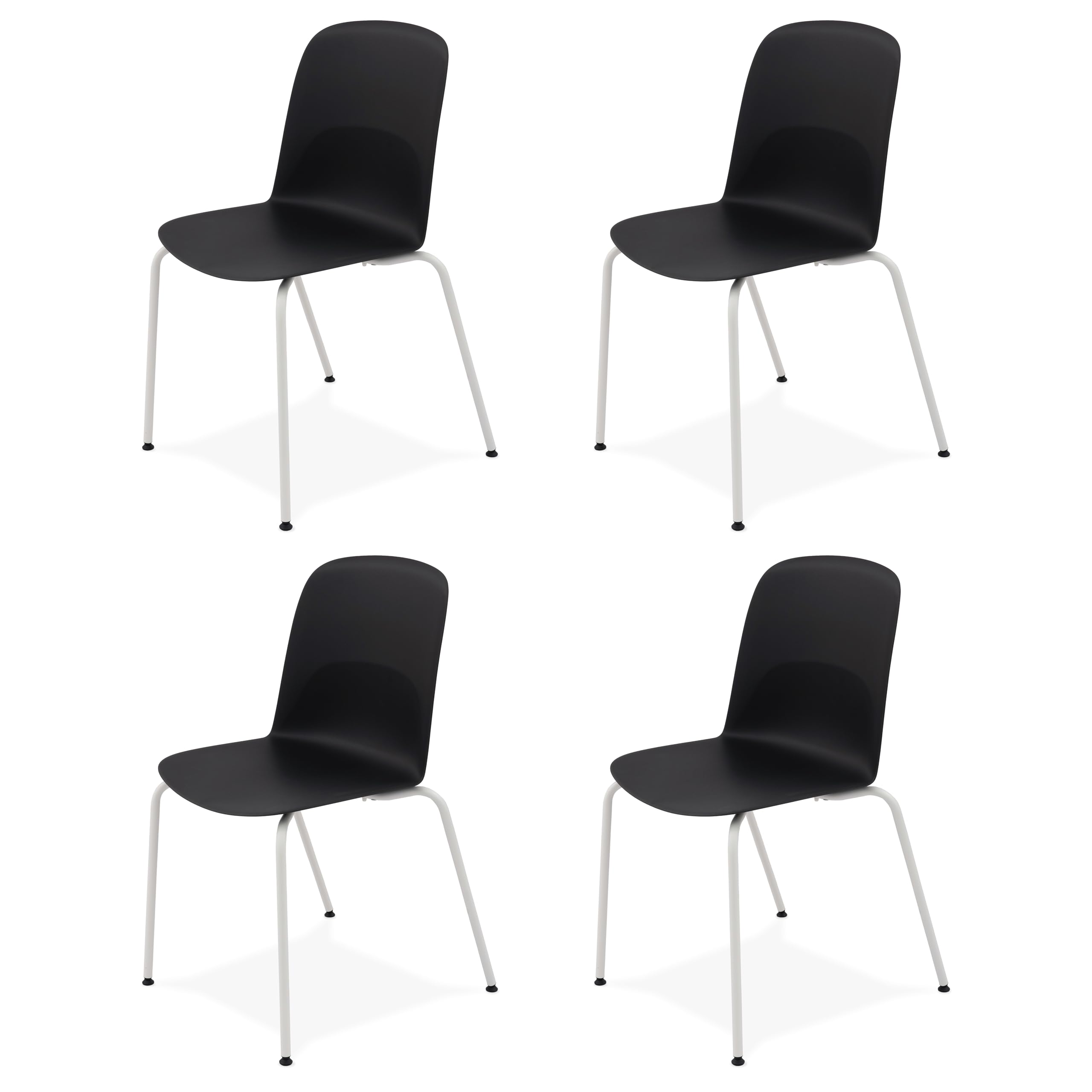Chaise assise noire ELECTRA lot de 4 avec cadre blanc en métal