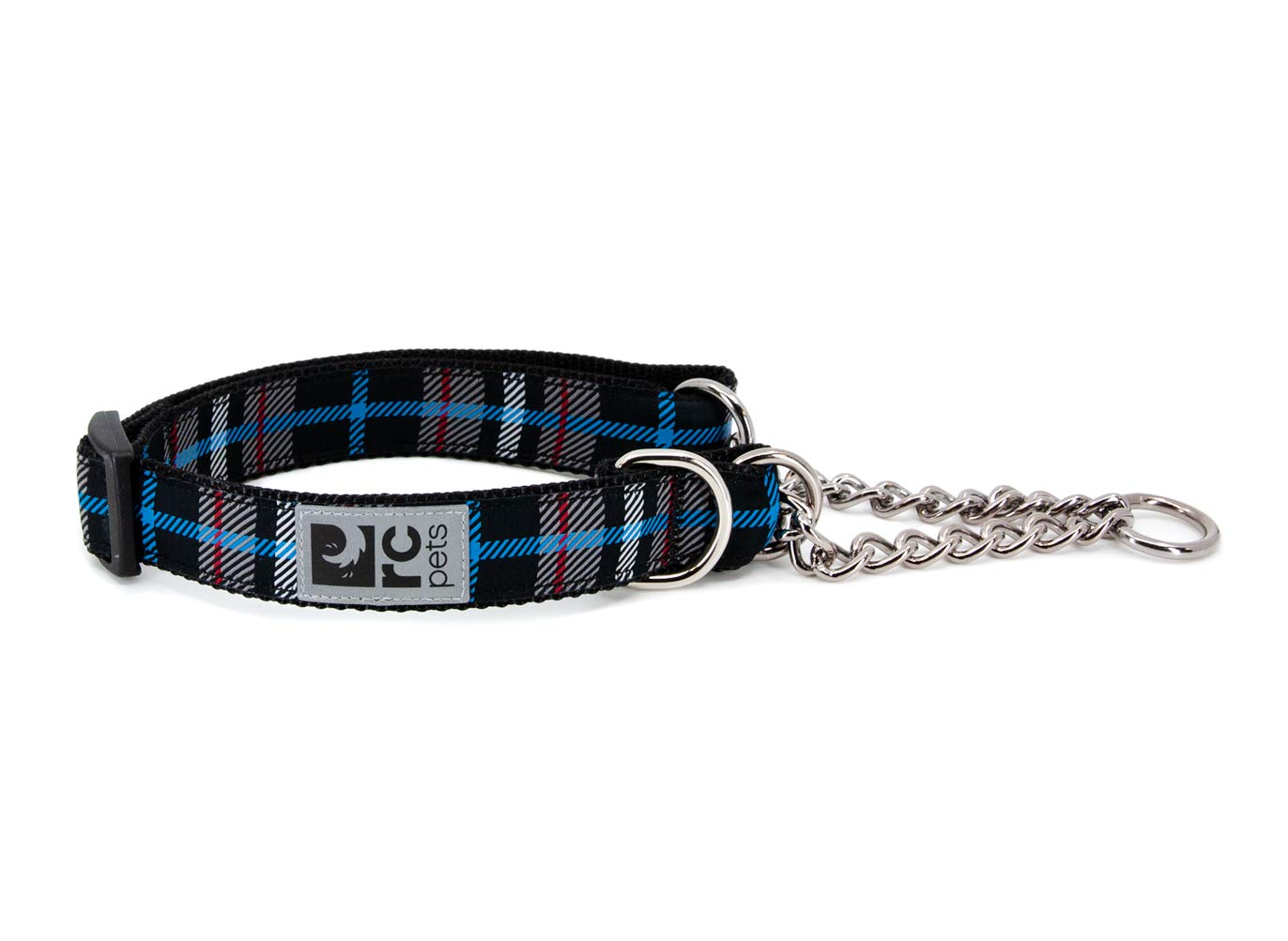 RC Pets 1" Martingale Training Collar, Large, Black Twill Plaid