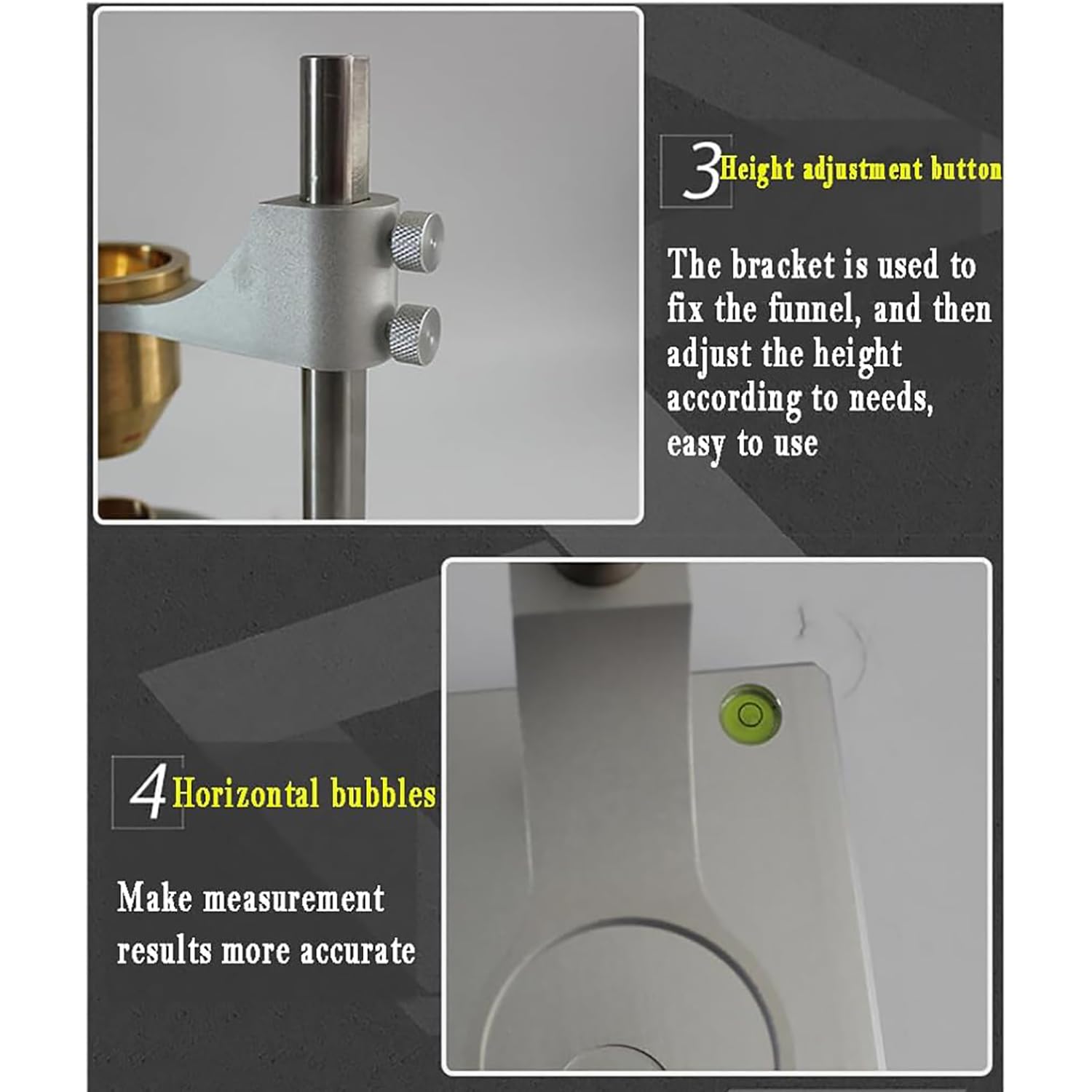 Medidor De Flujo Hall para Prueba De Densidad Aparente De Polvos con Embudo De Acero Inoxidable para Polvos Metálicos Y No Metálicos.,