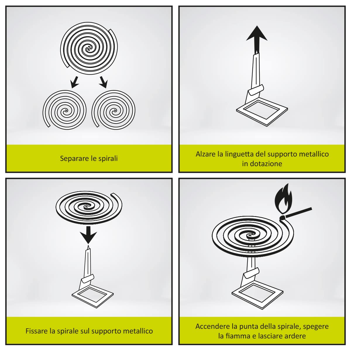 Spirali Anti Zanzare - confezione da 20 Pezzi – Con Supporto in Metallo, In Fibra Vegetale Naturale, Durata oltre 3 Ore per Spirale, Repellente per Esterni Giardino Balcone Campeggio
