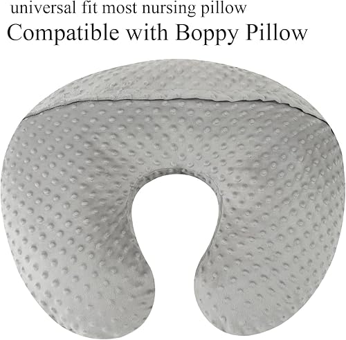 Miniatura 3 de Minky - Juego de 2 fundas de almohada de lactancia, ultra suaves, compatibles con almohada Boppy, almohada estándar para bebé, niño, niña, gris,