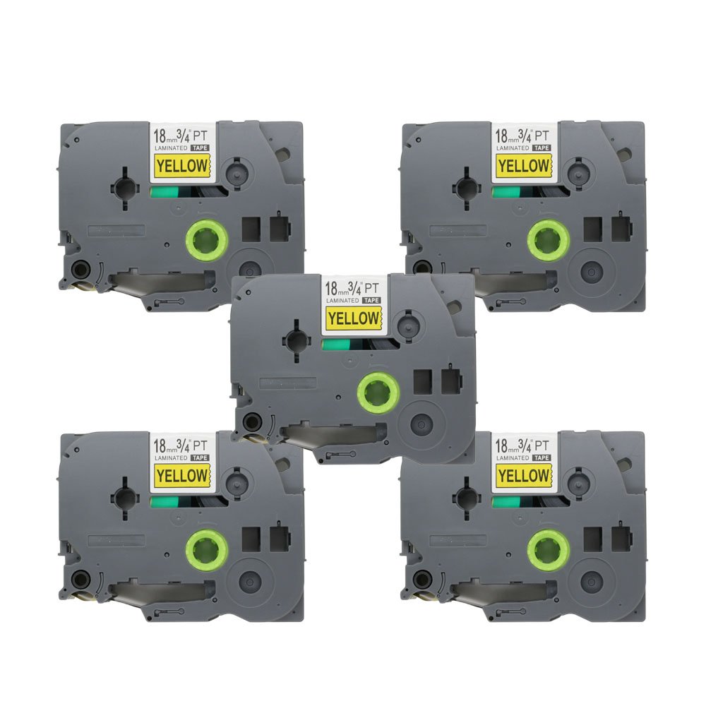 BROVACS 5 Pack Black on Yellow Label Tape Compatible for Brother P-Touch TZ 641 TZe 641 18mm 3/4" OPA1164x5