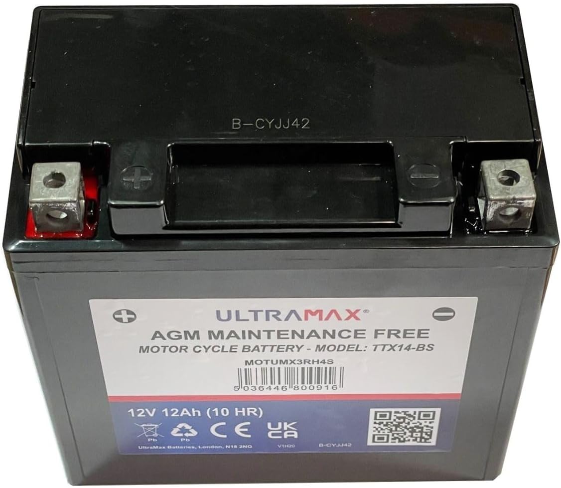 ULTRAMAX Batteria per moto YTX14-BS/TTX14-BS 12v 12ah AGM