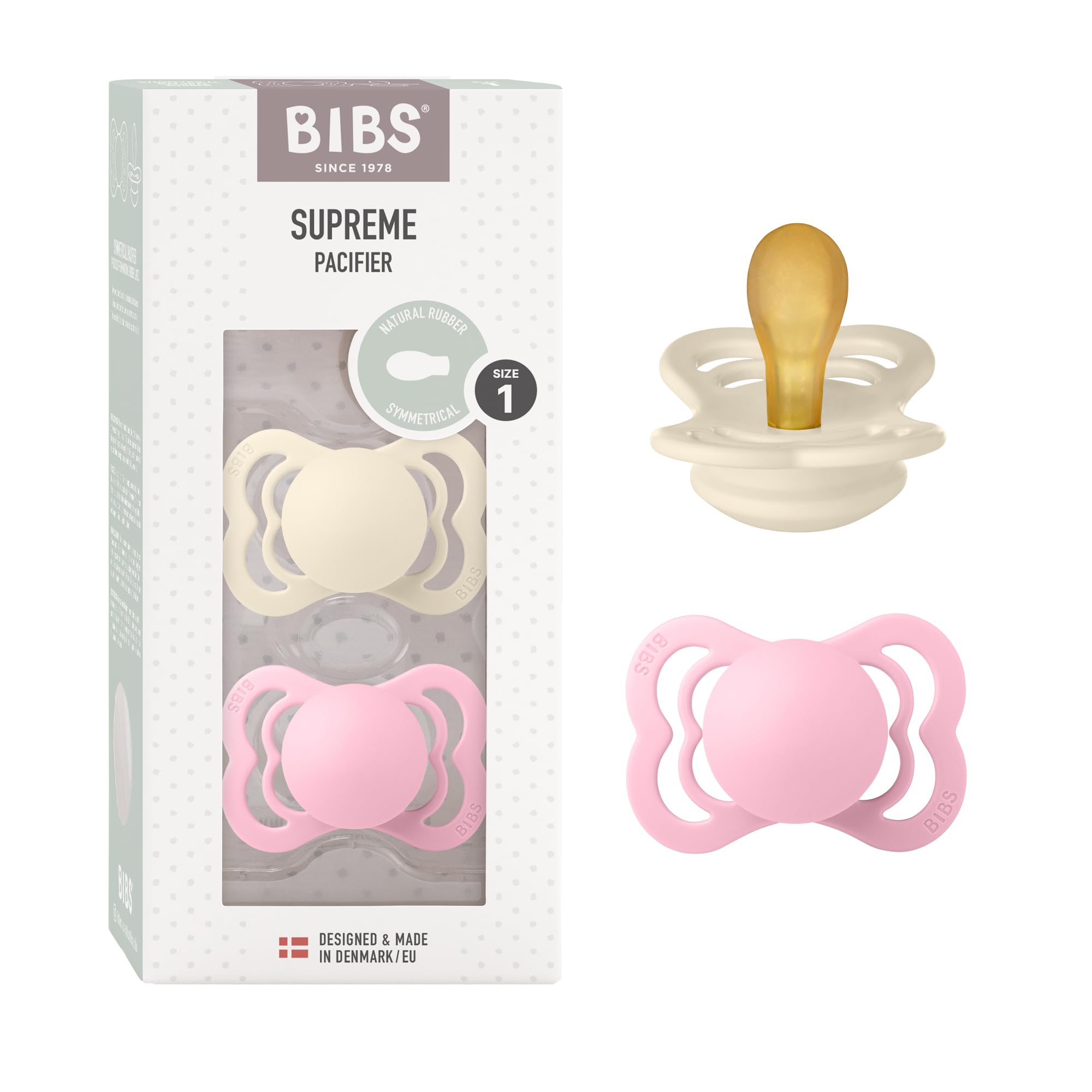 BIBS Supreme Paquete de 2 chupetes. Libre de BPA, Tetina con forma simétrica/Fisiológica. Látex natural, Hecho en Dinamarca. 0+ meses (Paquete de 2), Sage/Hunter Green — view 26