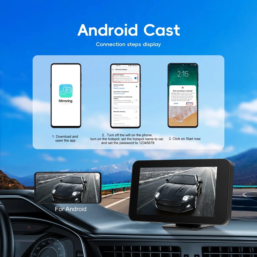 4,7'' Auto-Monitor CarPlay CarPlay Android Auto EQ Sound Armaturenbrett Screen Player Screen Player