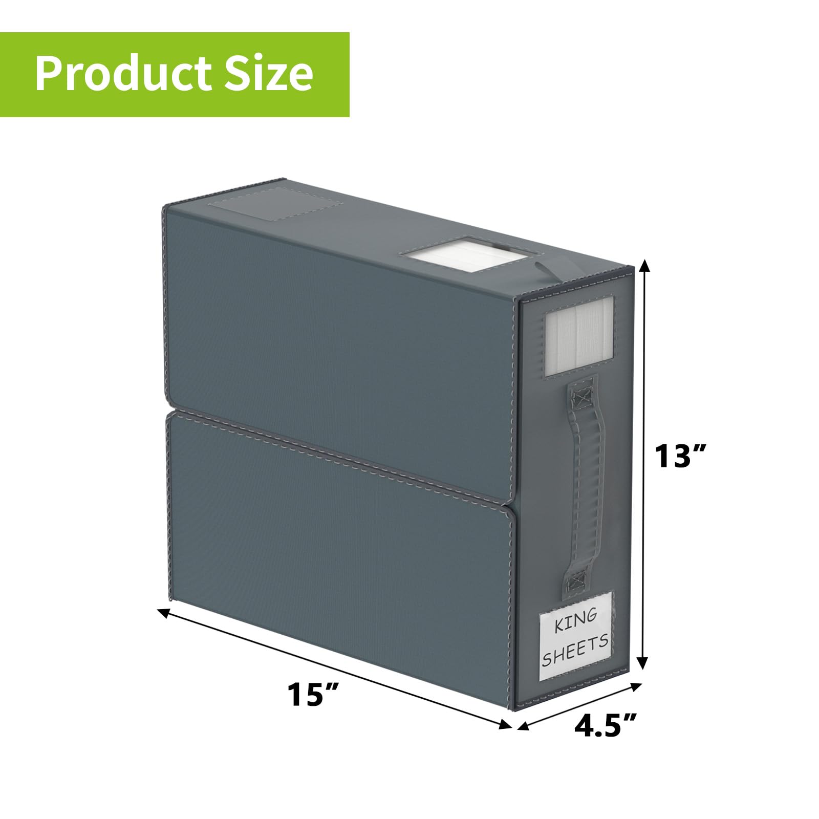 Bettlakenorganizer und Aufbewahrung – 4 Stück (Queen-Size- oder King-Size), faltbare Aufbewahrungsbox für Bettbezug-Set, Leinen-Schrank-Organizer für Bettwäsche, Kleidung, Decken, grau