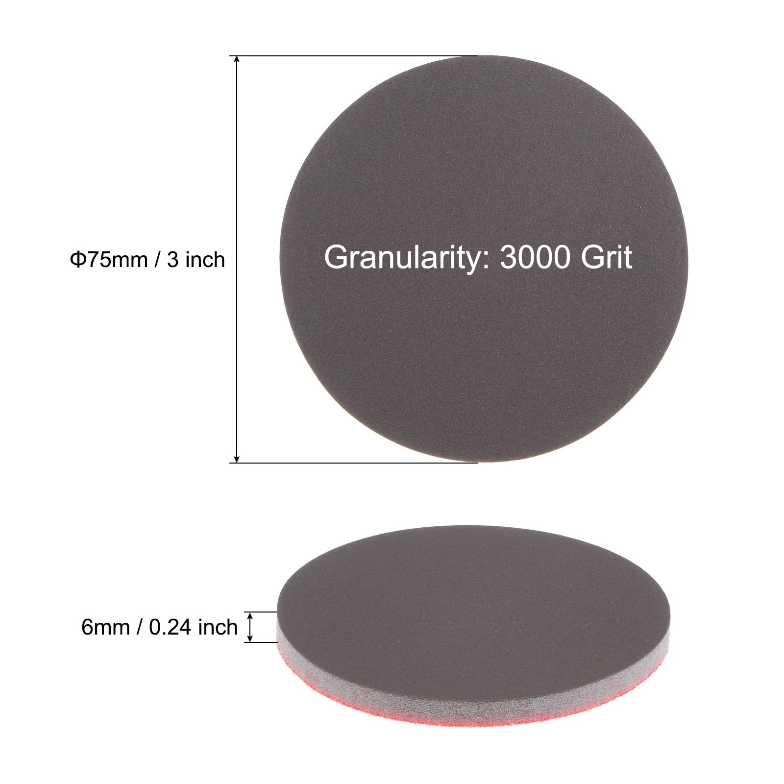 QUARKZMAN 100uds 3000 Grano Lijado Esponja 3 Pulgadas Gancho y Bucle Esponja Lijado Disco Húmedo/Seco para Coche Madera Yeso Paneles Metal