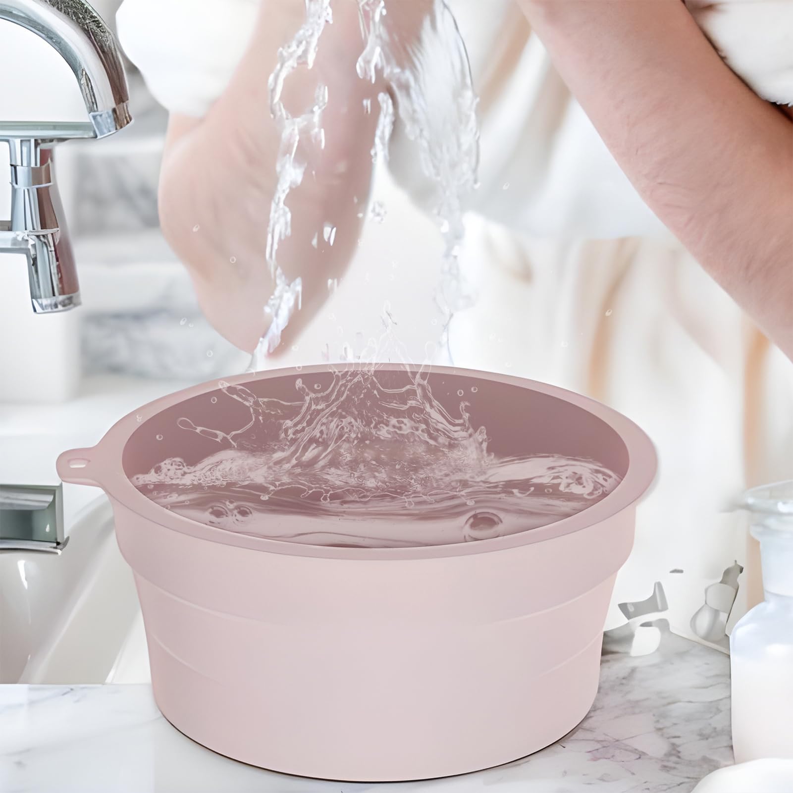 Silicona Towl para cara, cuenca de lavado de silicona, tazón de baño facial de hielo plegable, recipiente facial para hielo, cuenca de lavado facial de enfriamiento rápido portátil para la piel
