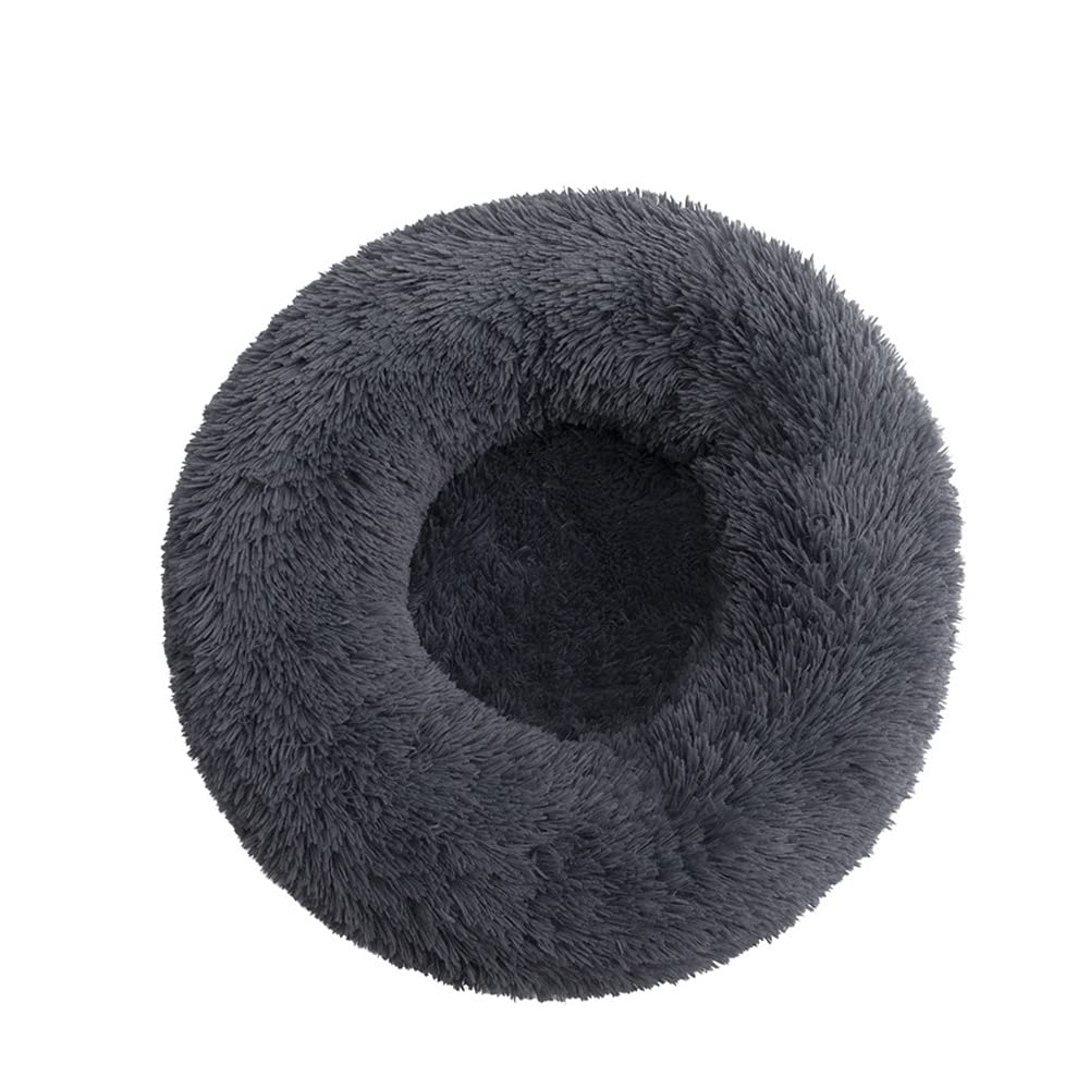 Lit pour chien et chat moelleux BaronHong - Panier rond gris foncé pour des siestes sereines