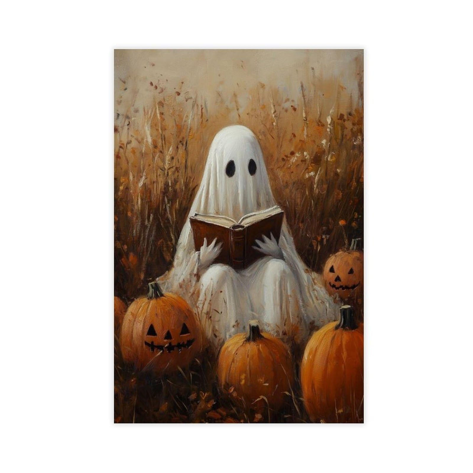 Bareronor Brown Ghost Reading Poster Canvas Poster Bedroom Decor Landscape Office Room Decor Gift 20" L X 30" W